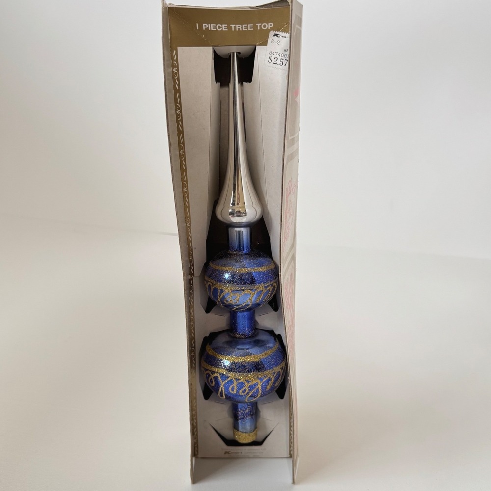 Vintage Kmart Cobalt Blue Glass Christmas Tree Topper Made in Germany